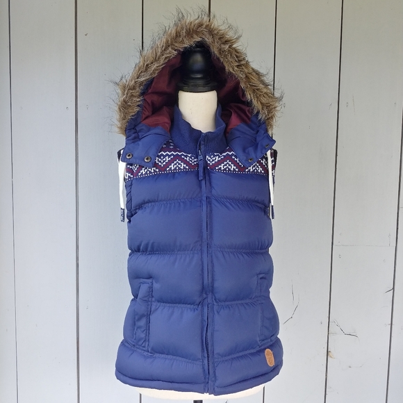 tokyo laundry Jackets & Blazers - TOKYO LAUNDRY | Blue Hooded Puffer Zip-Up Vest